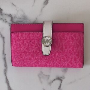 Michael Kors Pink Wallet with White Accent
